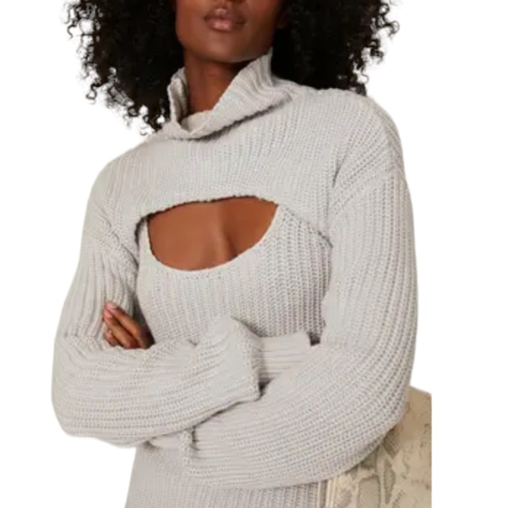 RtA Shrug Turtleneck Sweater Jady Gray L - Picture 1 of 13